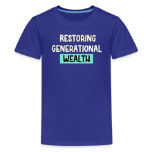 Load image into Gallery viewer, Restoring Generational Wealth Teal Boarder -Kids' Premium T-Shirt - royal blue