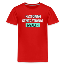 Load image into Gallery viewer, Restoring Generational Wealth Teal Boarder -Kids' Premium T-Shirt - red