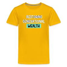 Load image into Gallery viewer, Restoring Generational Wealth Teal Boarder -Kids' Premium T-Shirt - sun yellow