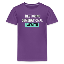 Load image into Gallery viewer, Restoring Generational Wealth Teal Boarder -Kids' Premium T-Shirt - purple