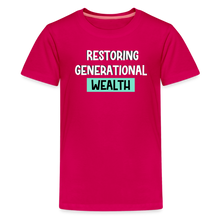 Load image into Gallery viewer, Restoring Generational Wealth Teal Boarder -Kids' Premium T-Shirt - dark pink