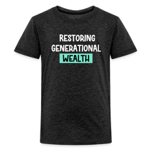 Load image into Gallery viewer, Restoring Generational Wealth Teal Boarder -Kids' Premium T-Shirt - charcoal grey