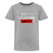 Load image into Gallery viewer, Restoring Generational Wealth Red Boarder -Kids' Premium T-Shirt - heather gray