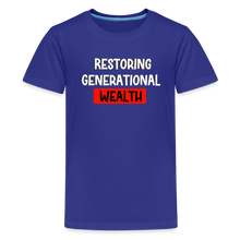 Load image into Gallery viewer, Restoring Generational Wealth Red Boarder -Kids' Premium T-Shirt - royal blue
