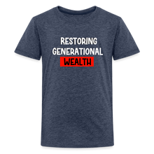 Load image into Gallery viewer, Restoring Generational Wealth Red Boarder -Kids' Premium T-Shirt - heather blue