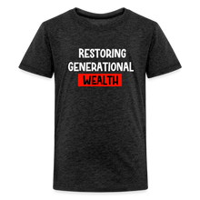 Load image into Gallery viewer, Restoring Generational Wealth Red Boarder -Kids' Premium T-Shirt - charcoal grey
