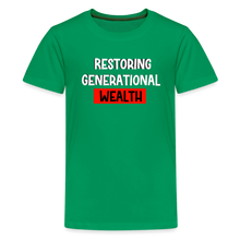 Load image into Gallery viewer, Restoring Generational Wealth Red Boarder -Kids' Premium T-Shirt - kelly green