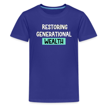 Load image into Gallery viewer, Restoring Generational Wealth Teal Boarder -Kids&#39; Premium T-Shirt - royal blue
