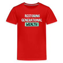 Load image into Gallery viewer, Restoring Generational Wealth Teal Boarder -Kids&#39; Premium T-Shirt - red
