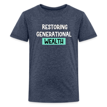 Load image into Gallery viewer, Restoring Generational Wealth Teal Boarder -Kids&#39; Premium T-Shirt - heather blue

