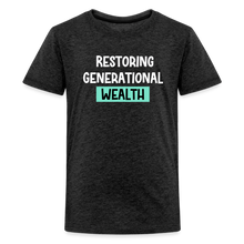 Load image into Gallery viewer, Restoring Generational Wealth Teal Boarder -Kids&#39; Premium T-Shirt - charcoal grey
