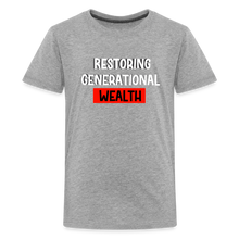 Load image into Gallery viewer, Restoring Generational Wealth Red Boarder -Kids&#39; Premium T-Shirt - heather gray
