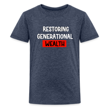Load image into Gallery viewer, Restoring Generational Wealth Red Boarder -Kids&#39; Premium T-Shirt - heather blue
