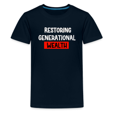Load image into Gallery viewer, Restoring Generational Wealth Red Boarder -Kids&#39; Premium T-Shirt - deep navy
