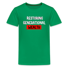Load image into Gallery viewer, Restoring Generational Wealth Red Boarder -Kids&#39; Premium T-Shirt - kelly green
